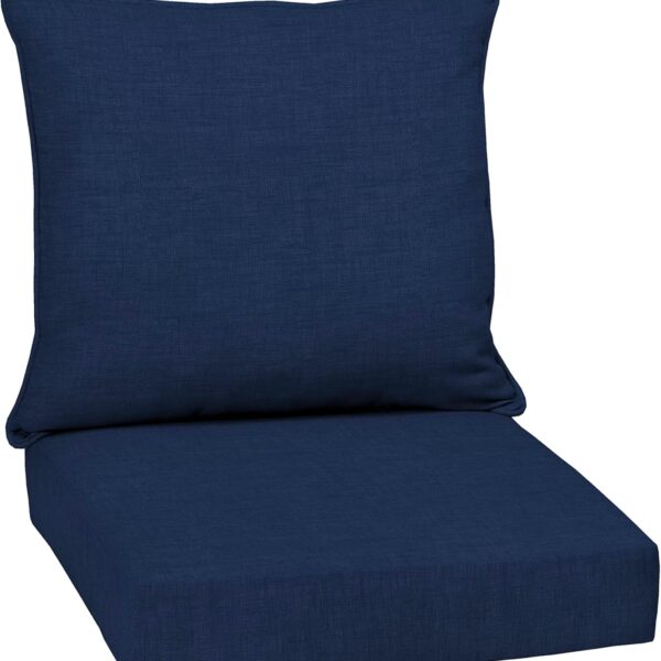 Arden Outdoor Deep Seat Set, 24 x 24, Rain-Proof, Fade Resistant, Deep Seat Bottom and Back Cushion 24 x 24, Sapphire Blue Leala