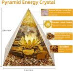 Hopeseed Orgone Pyramid Flower of Life Orgonite Money Healing Crystals Pyramid for Positive Energy with Tiger's Eye Stones and Luck White Crystal That Promotes Wealth, Prosperity and attracts Success - Image 2