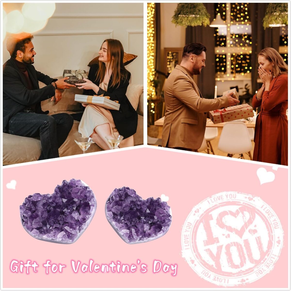 ZHIYUXI Amethyst Crystals and Healing Stones Gemstones Heart Crystal Cluster Geode Purple Natural Rock Protection Crystals Raw Stone Heart Decor Energy Balance Reiki Room Decor 1Pc 1.18-1.57 in - Image 4