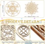 Leinuosen 4 Pcs 12 Inch Crystal Grid Board Sacred Geometric Wall Art Set Metatron Cube, Flower of Life, Sri Yantra, 64 Star Tetrahedron Pagan Decor Home Wall Decor for Room (Wood Color) - Image 2