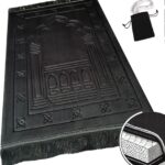 Islamika Orthopedic Prayer Rug Memory Foam Muslim Prayer mat - Padded Very Thick Prayer Rug Sajadah for Men Women for Eid Travel Ramadan, Soft and Luxury (Black) (Black)