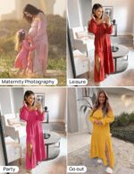ZESICA Women's 2025 Boho Sexy Off Shoulder Long Sleeve Smocked High Waist Side Split Flowy A Line Tiered Long Maxi Dress - Image 6