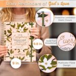 Christian Art Gifts Inspirational 18 Month Wirebound 2025 Planner for Women: Through Christ - Encouraging Bible Verse Personal Week Organizer w/Elastic Closure Aug 2024-Jan 2026, Pink & Green Floral - Image 2