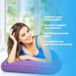 OMEO Lavender Pillow Queen Size, Ventilated Memory Foam Cooling Pillow for Back, Side and Stomach Sleepers Support, Sleeping Pillows for Adults, 28" x 16" - Home and Hotel Essentials - Image 2