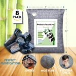 Activated Charcoal Odor Absorber 8 Pack, Nature Bamboo Charcoal Air Purifying Bag, Odor Eliminator Smell Remove Air Freshener, Moisture Absorber Deodorizer for Room, Closet, Car, Smoke, Shoe - Image 2