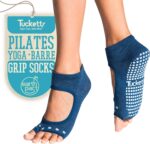 Tucketts Toeless Pilates Socks with Grips for Women, Non-Slip Yoga & Barre Socks for Stability & Barefoot Workouts, Size 5-13