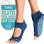 Tucketts Toeless Pilates Socks with Grips for Women, Non-Slip Yoga & Barre Socks for Stability & Barefoot Workouts, Size 5-13