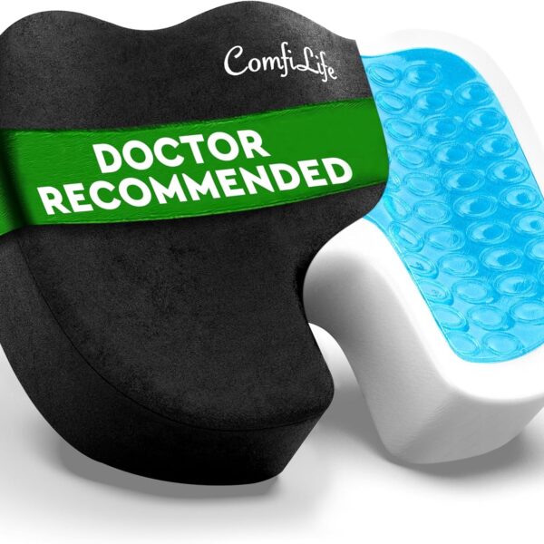 ComfiLife Premium Gel + Memory Foam Seat Cushion – Doctor Recommended Office Chair Cushion, Car Seat Cushion – Chair Cushions for Back & Sciatica Pain Relief – Seat Cushions for Office & Desk (Black)