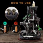 SPACEKEEPER Incense Burner, Backflow Incense Holder 2 Sides Waterfall Incense Burnier with 120 Backflow Incense Cones, 30 Incense Sticks, Aromatcherapy Ornamen for Home - Image 3