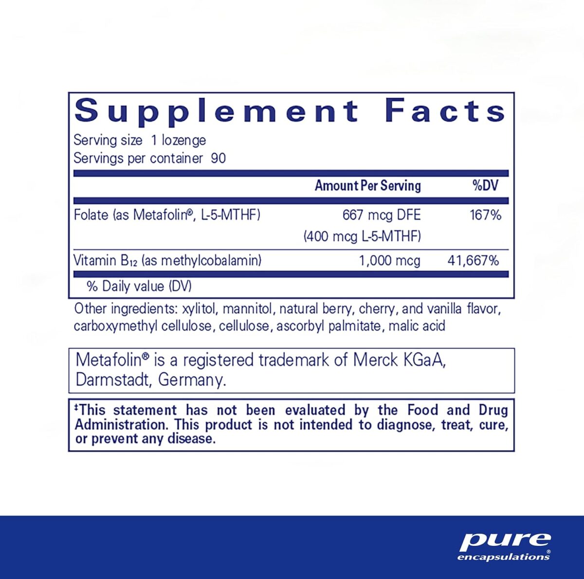 Pure Encapsulations PureMelt B12 Folate - Active B Vitamin with L-5-MTHF - Metabolism Support & Red Blood Cell Function* - Non-GMO & Vegan - 90 Lozenges - Image 2