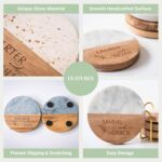 Luxury Marble and Wood Coasters, Set of 4 with Gold Stand, Personalized Gift for Weddings, Engagements, Anniversaries, Housewarming, and Décor (Bianco) - Image 6