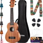 AODSK Soprano Ukulele for Beginner 21 Inch Ukelele with Gig Bag Strap Nylon String 4 Picks Holiday Gift