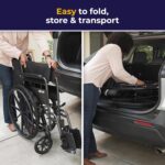 Drive Medical SSP118FA-SF Silver Sport 1 Folding Transport Wheelchair with Full Arms and Removable Swing-Away Footrest, Black - Image 5