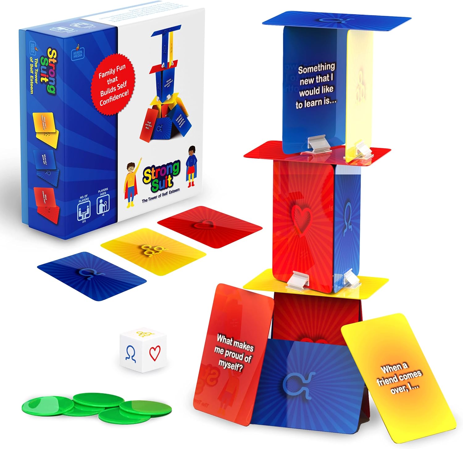 81ZpxP9kFrL._AC_SL1500_.jpg StrongSuit -The Tower of Self Esteem, Therapy Games for Kids & Counseling Games | CBT Play Therapy Tools to Boost Social Skills, Emotion Regulation, Mindfulness - for Therapists, Counselors, Parents - Image 1