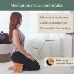 Mindful Modern Folding Meditation Bench - Bamboo Kneeling Stool with Locking Magnetic Hinges - Portable Cross Legged Folding Seiza Chair w/Travel Bag - Image 3