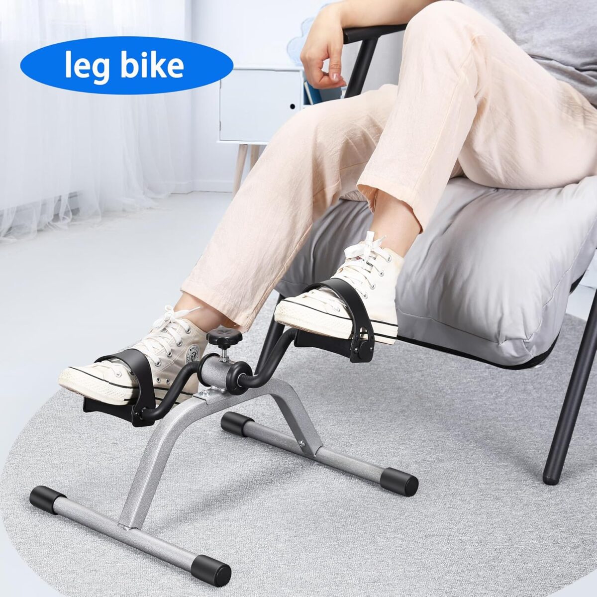 Pedal Exercise Mini Exercise Bike for Leg and Arm Recovery Exercise Lightweight and Portable Floor Bike - Image 4