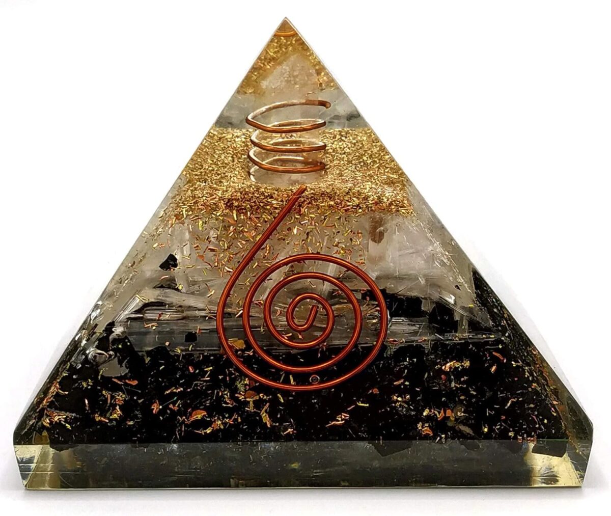 Orgone Pyramid with Black Tourmaline Selenite Crystal and Healing Coil Quartz Point - Natural Healing Stones Orgonite Energy Generator for Yoga Meditation - Image 5