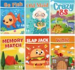 Card Games for Kids, Go Fish,Old Maid,Memory Match,Slap Jack,Crazy 8s,War -6 Pack Classic Fun & Educational Games for Family Game Night, Great Gift for Birthday Holiday Easter Basket Stuffers