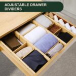 Utoplike Bamboo Drawer Dividers with Inserts, 4 pcs Adjustable Kitchen Drawer Organizers, Expandable Wooden Drawer Organization for Socks, Bedroom, Kitchen, Office, Spring Loaded - Image 2