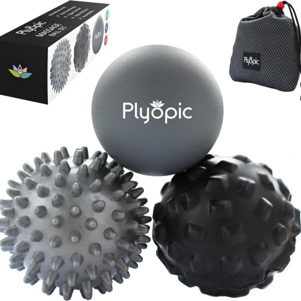 Plyopic. Massage Ball Set – for Deep Tissue Muscle Massage, Myofascial Release, Trigger Points, Mobility, Plantar Fasciitis - Eliminate Muscle Tension & Tightness in Your Back Neck Foot