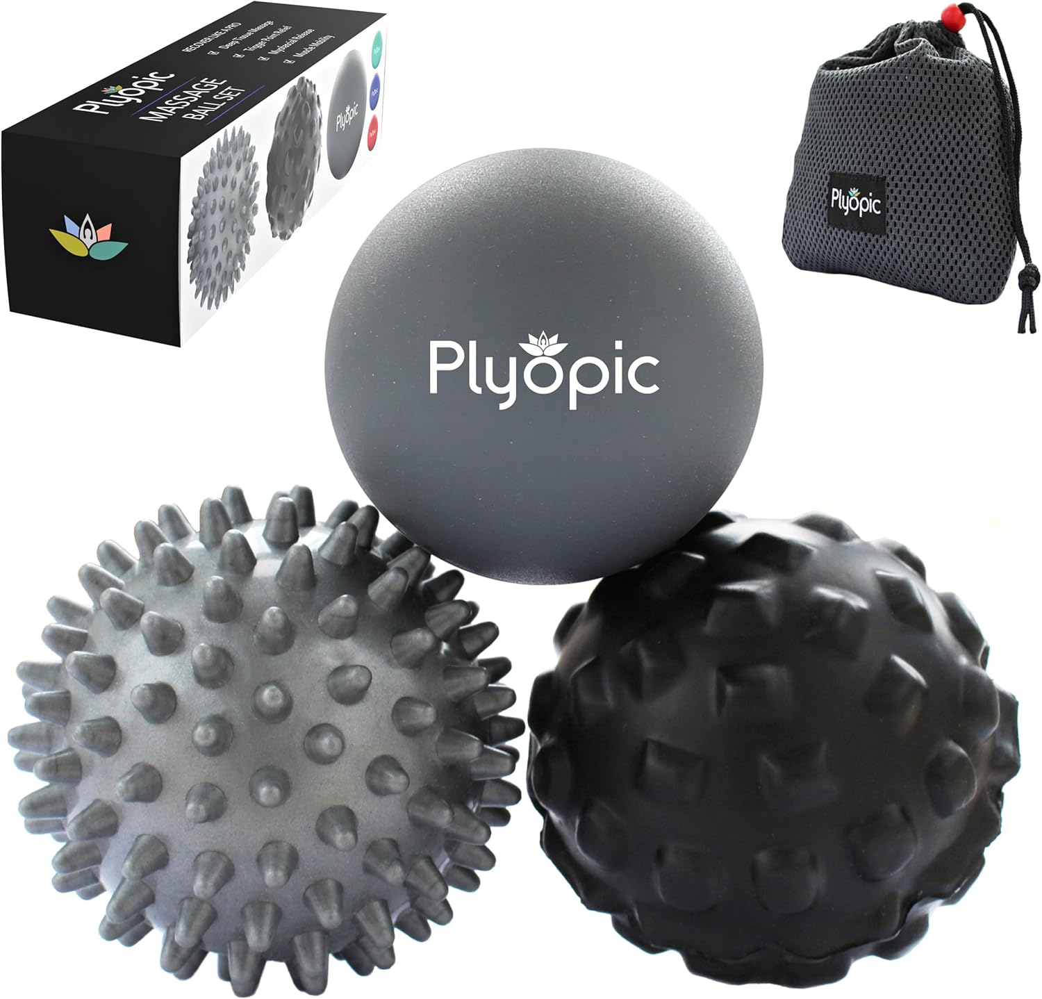 81aj2rz2HuL._AC_SL1500_.jpg Plyopic. Massage Ball Set – for Deep Tissue Muscle Massage, Myofascial Release, Trigger Points, Mobility, Plantar Fasciitis - Eliminate Muscle Tension & Tightness in Your Back Neck Foot - Image 1