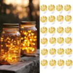 24 Pack Fairy Lights Battery Operated String Lights-3.3ft 20 LED Silver Wire Warm White Firefly Mini Lights for Wedding,Party,Table Centerpieces,DIY Crafts,Mason Jars,Christmas Decor