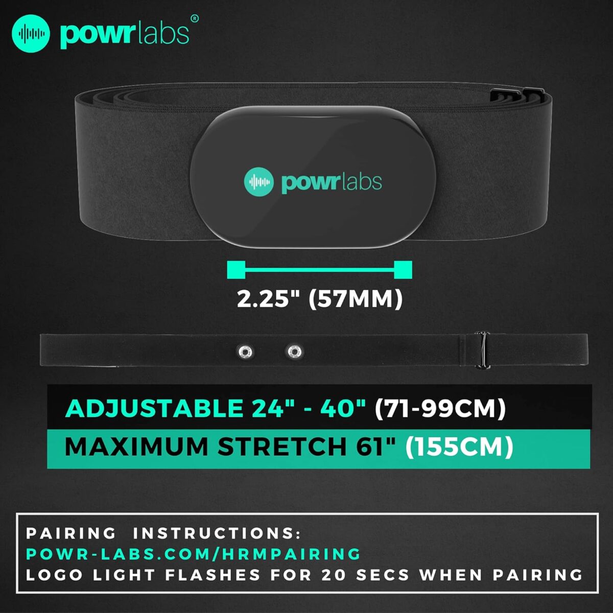 Powr Labs Bluetooth and ANT+ Heart Rate Monitor Chest Strap - Compatible with Polar, Garmin, Peloton, Wahoo - Image 6