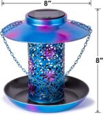 Ottsuls Solar Bird Feeder for Outdoors Hanging, Metal Wild Cardinals Garden Lantern with S Hook, Weatherproof and Water Resistant Birdfeeders as Gift Idea for Women Mom Grandma Bird Lovers (Blue) - Image 6
