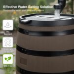 RTS Home Accents Premium 55-Gallon Rain Barrel with Removable Lid, Flat Back Rain Water Collection Barrel, Woodgrain with Black Stripes - Image 2