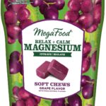 MegaFood Relax + Calm Magnesium Supplement - Soft Chews with Magnesium Citrate & Magnesium Malate for Heart Health, Muscle Tension & More - Vegetarian - Grape-Flavor - 30 Chews (15 Servings)
