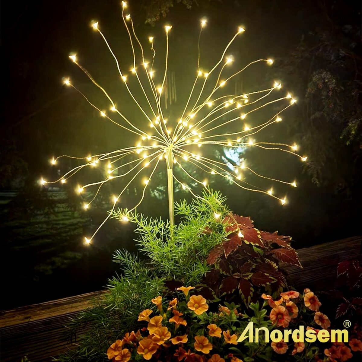 Anordsem Solar Lights Outdoor Waterproof: Garden Light Solar Powered for Outside - Sparkler Fireworks Sticks Yard Patio Path Decor- LED Starburst Twinkle Lighting for House Decoration - Image 2