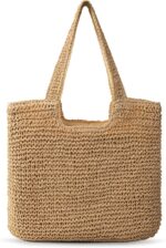 Beach Bag, Large Beach Bag for Women, Woven Straw Beach Tote Bag Waterproof, Weaving Swim Shopping Travel Bag