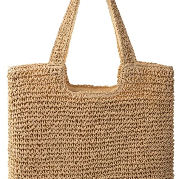 Beach Bag, Large Beach Bag for Women, Woven Straw Beach Tote Bag Waterproof, Weaving Swim Shopping Travel Bag
