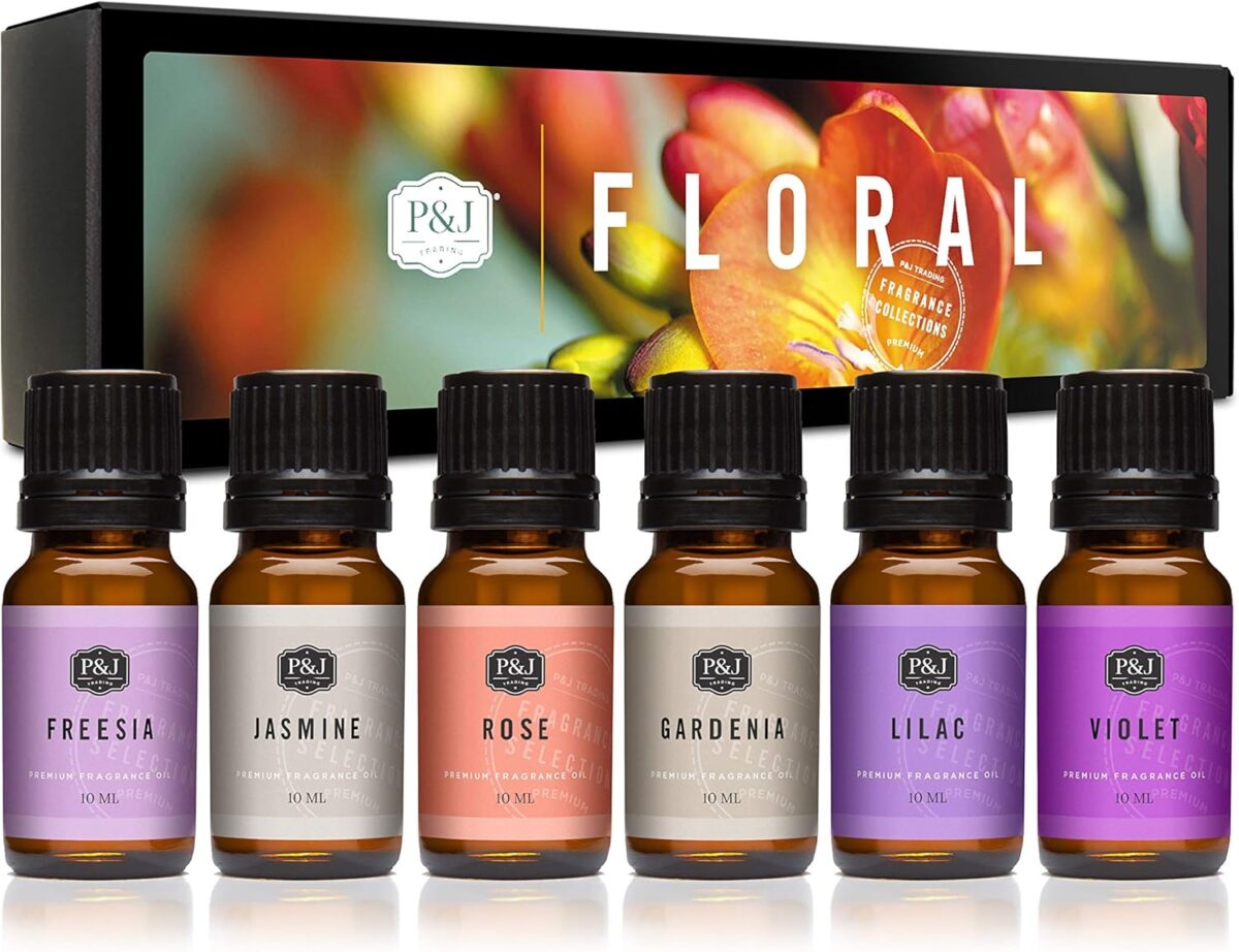 P&J Trading Fragrance Oil Floral Set | Violet, Jasmine, Rose, Lilac, Freesia, and Gardenia Candle Scents for Candle Making, Freshie Scents, Soap Making Supplies, Diffuser Oil Scents - Image 1