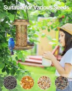 SWEETFULL Solar Bird Feeder for Outdoors Hanging, Metal Wild Bird Feeder for Cardinals Solar Garden Lantern with S Hook as Gift for Bird Lovers (2LBs Heavy Duty birdfeeders) - Image 3