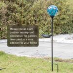 VCUTEKA Solar Lights Outdoor Decorative - Mosaic Solar Garden Light Waterpoof LED Pathway Stake Light for Landscape Lawn Patio Yard Decoration, Blue 1 Pack - Image 3