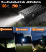 GOODaaa Power Bank Portable Charger 42800mAh Built in 4 Cables and Thermometer 15W Fast Charging Power Bank Five Outputs Three Inputs Solar Charger Power Bank, SOS/Strobe/Strong Flashlights, Carabiner - Image 5