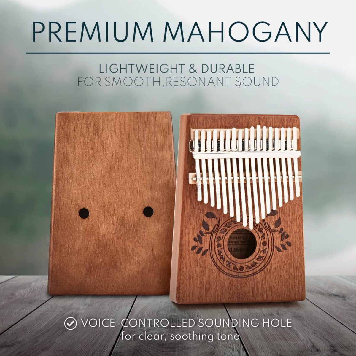 Kalimba 17 Key Thumb Piano, Portable Mahogany Mbira Finger Piano with Instruction, Carrying Bag, Tune Hammer, Holiday Gift for Kids & Adults, Light Brown - Image 2