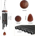 Large Aluminium Wind Chimes 37" Inches to Create a Zen Atmosphere Suitable for Outdoor, Garden, Patio Decoration. Classic Black Wind Chimes with Wind Catcher Suitable as A Gift for Unisex - Image 3