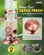 iBorn Metal Bird Feeders Brushed Copper Wild Bird Feeder for Outdoors Hanging All Metal Brushed Copper Finishing 14 Inch 6 Port(Seed is not Included) - Image 8