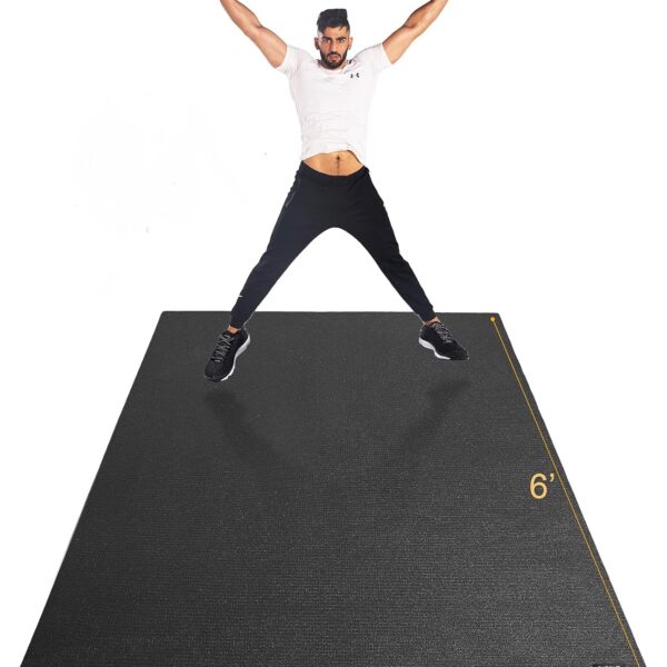 GXMMAT Large Exercise Mat 6'x4'/6'x5'/6'x6'(7mm), Thick Workout Mats for Home Gym Flooring, Extra Wide Non-Slip Durable Cardio Mat, Shoe Friendly, Perfect for Plyo, MMA, Jump Rope, Weights, Fitness