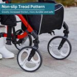 ELENKER 2 in 1 Rollator Walker & Transport Chair, Folding Wheelchair with 10” Non-Slip Wheels for Seniors, Reversible Backrest & Detachable Footrests, red - Image 4