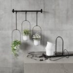 Umbra Triflora Hanging Planter for Window, Indoor Herb Garden, Set of 3, White/Black - Image 9