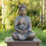 Alpine Corporation 15" Tall Indoor/Outdoor Meditating Buddha Statuary Décor - Image 2