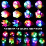 78PCs LED Light Up Toy Party Favors/Supplies Bulk Glow In The Dark For Adult Kids Birthday Halloween With 50 Finger Light, 12 Jelly Ring, 6 Flashing Glasses, 5 Bracelet, 5 Fiber Optic Hair Light - Image 3
