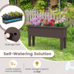Giantex Raised Garden Beds Outdoor Set of 2, Self-Watering Planter Box with Detachable Legs & Drainage Hole, Outdoor Raised Container for Vegetable Fruit Herbs, 31.5”Lx12”Wx16”H, Easy Assembly (Brown) - Image 5