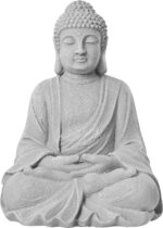 TOETOL Zen Garden Asian Buddha Statue Outdoor Indoor Yard Decor 20” High Patio Deck Sculptures Magnesium Oxide Stone Grey Home Entryway Hallway - Image 7