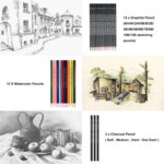 Heshengping, 41pcs Sketching Pencil Set Drawing Sketch Kit Graphite Charcoal Watercolor Pencils Blending Stumps 50page sketchbook, coloring book, Beginners Artist Teens and Adults - Image 3