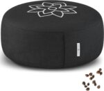Mindful & Modern Large Meditation Cushion for Zafu Yoga - Meditation Pillow for Sitting on the Floor - Buckwheat Hull Filled Yoga Cushion with Removable, Washable 100% Cotton Cover and Carry Handle