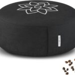 Mindful & Modern Large Meditation Cushion for Zafu Yoga - Meditation Pillow for Sitting on the Floor - Buckwheat Hull Filled Yoga Cushion with Removable, Washable 100% Cotton Cover and Carry Handle